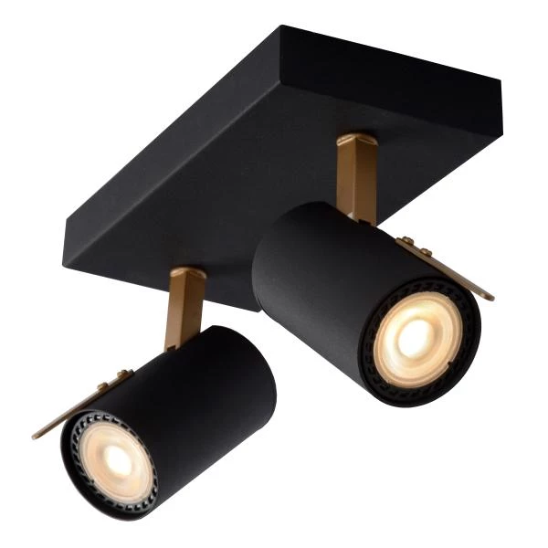 Lucide GRONY - Plafondspot - LED Dim to warm - GU10 - 2x5W 2200K/3000K - Zwart - detail 2